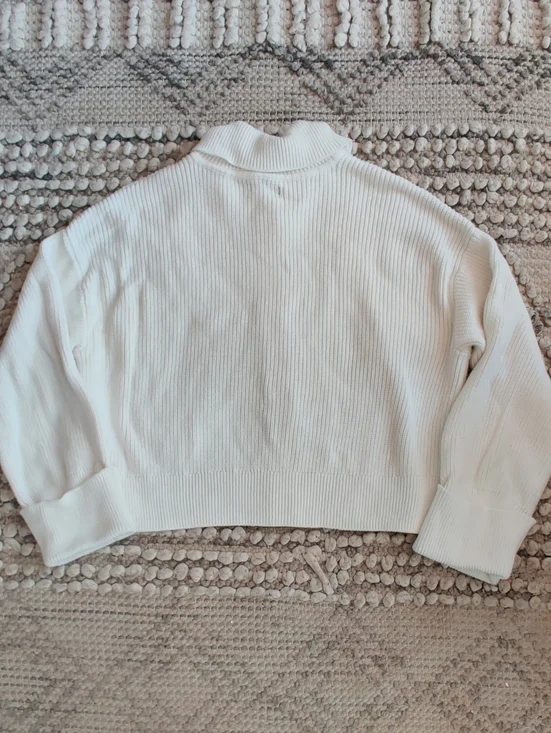 Quince 100% Organic Cotton Fisherman Collared Cardigan In Ivory Size Large - Picture 5 of 7